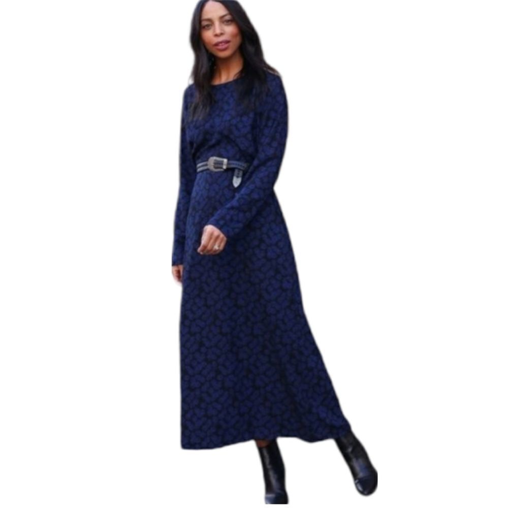 ELIZABETH‎ AND JAMES dress black button back dark floral maxi L